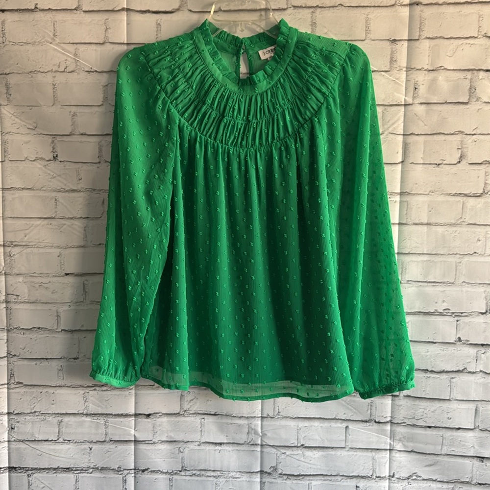 J Crew Green Blouse Sz S